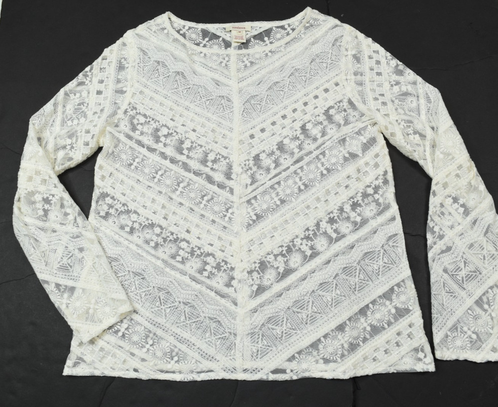 Sundance White Lace Long-Sleeve Blouse